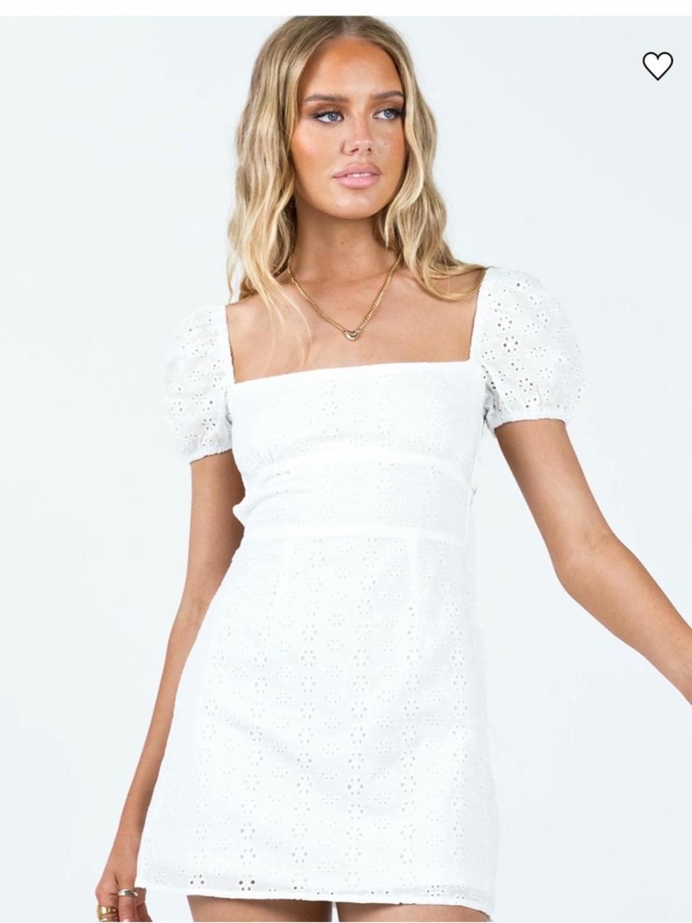 Princess Polly White Eyelet Square-Neck Mini Dress
